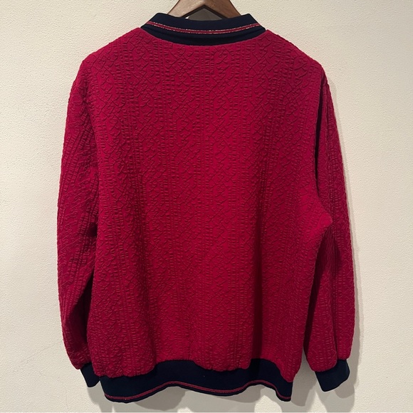 Vintage Raised Geometric Pattern Collared Lightweight Sweater Preppy Collegiate - Picture 3 of 10